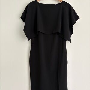 Calvin Klein Black Midi Dress with Popover Cape